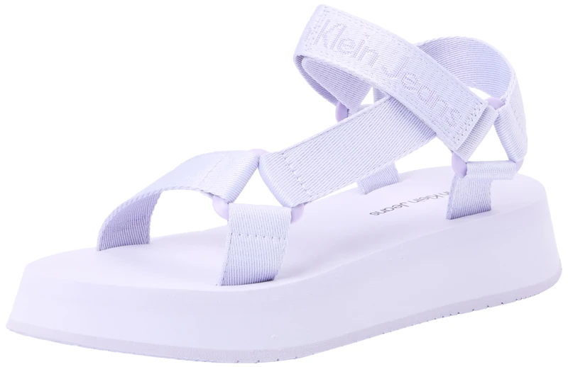 Calvin Klein Jeans Women's Summer Webbing Sandals, Purple (Lavender Blue/Pastel Lilac), 4