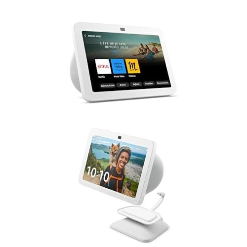 Echo Show 8 (3e génération, modèle 2023), Blanc + Support réglable, Blanc - Image 1