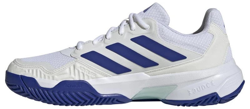 adidas Men's Courtjam Control 3 Tennis Shoes, Cloud White/Lucid Blue/semi Flash Aqua, 6.5 UK