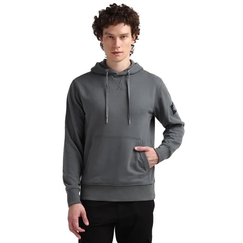 Calvin Klein Jeans Men's Badge Hoodie, Grey (Endless Grey), XXS