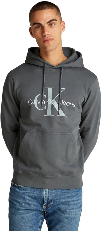 Calvin Klein Jeans Men's Seasonal Monologo Regular Hoodie, Grey (Endless Grey), XXL