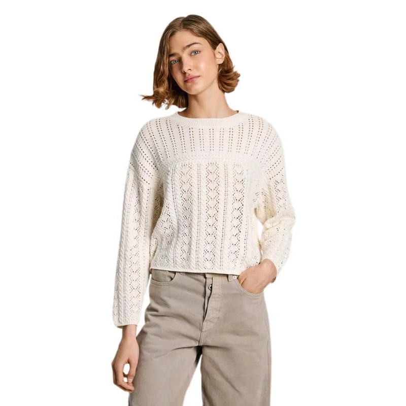 Pepe Jeans Women's Isadora Sweater, White (Mousse White), L
