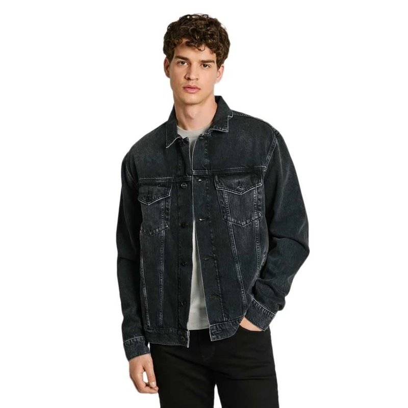 Pepe Jeans Men's Relaxed Jacket PM402972, Black (Denim-XH7), XS