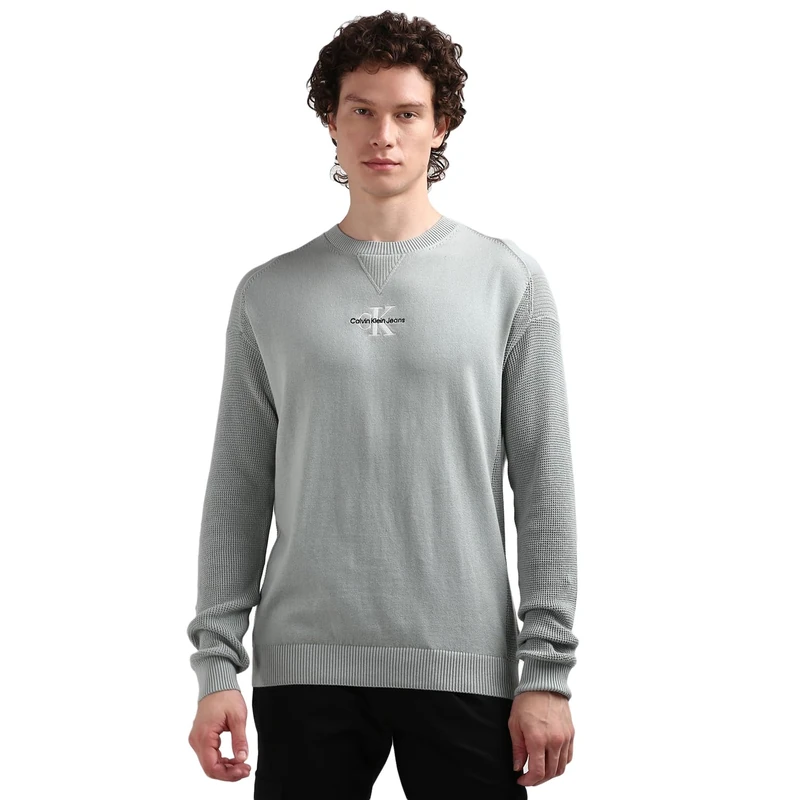 Calvin Klein Jeans Men's Knitted Jumper, Grey (Slate Gray), XS