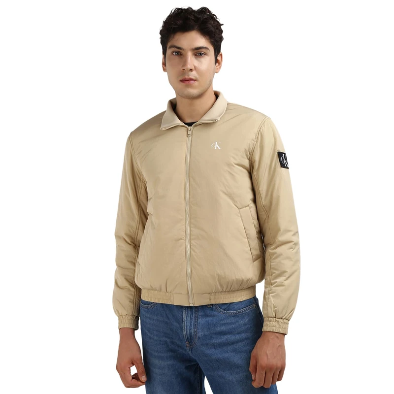 Calvin Klein Jeans Men's Warm Padded Harrington Jacket, Beige (Pale Khaki), XXS
