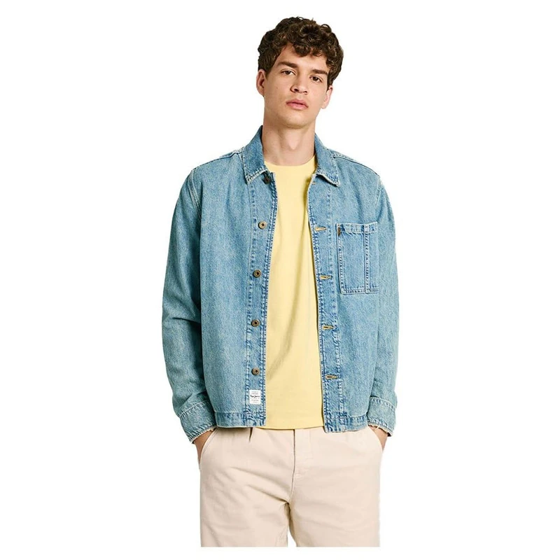 Pepe Jeans Men's Elson Jacket, Blue (Denim), XXL