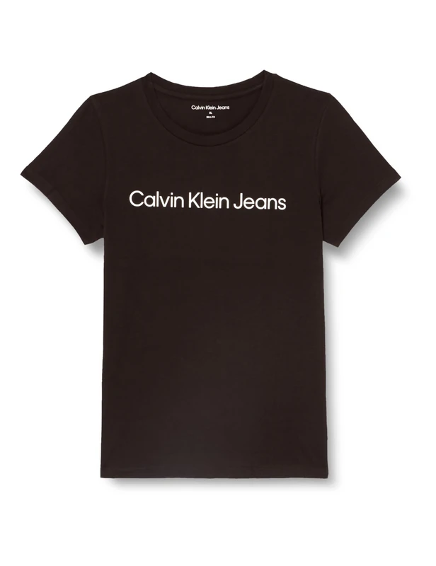 Calvin Klein Jeans Women's INSTITUTIONAL Logo 2-Pack TEE S/S T-Shirt, Ck Black/Ck Black, XS
