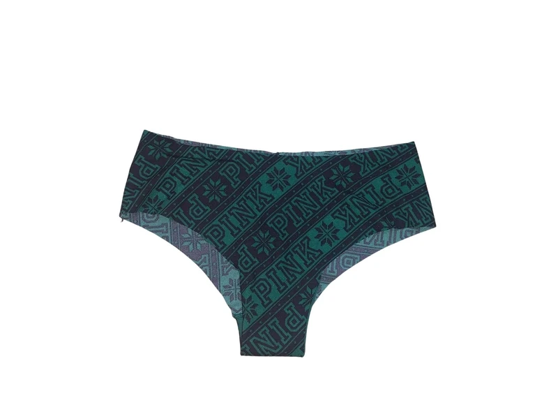 Victoria's Secret Pink Classic No Show Snowflake Cheekster/Cheeky Panty/Underwear Multicolor/Green New, Multicolor/Green, S