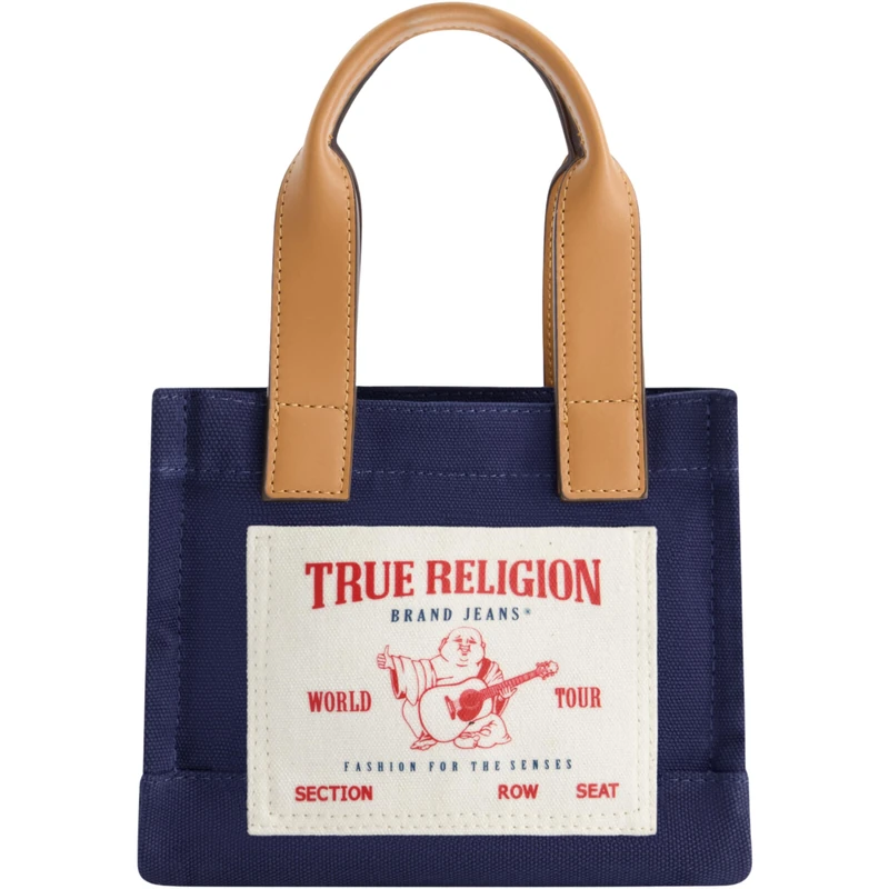 True Religion Tote, Women's Mini Travel Shoulder Bag with Adjustable Strap, Navy