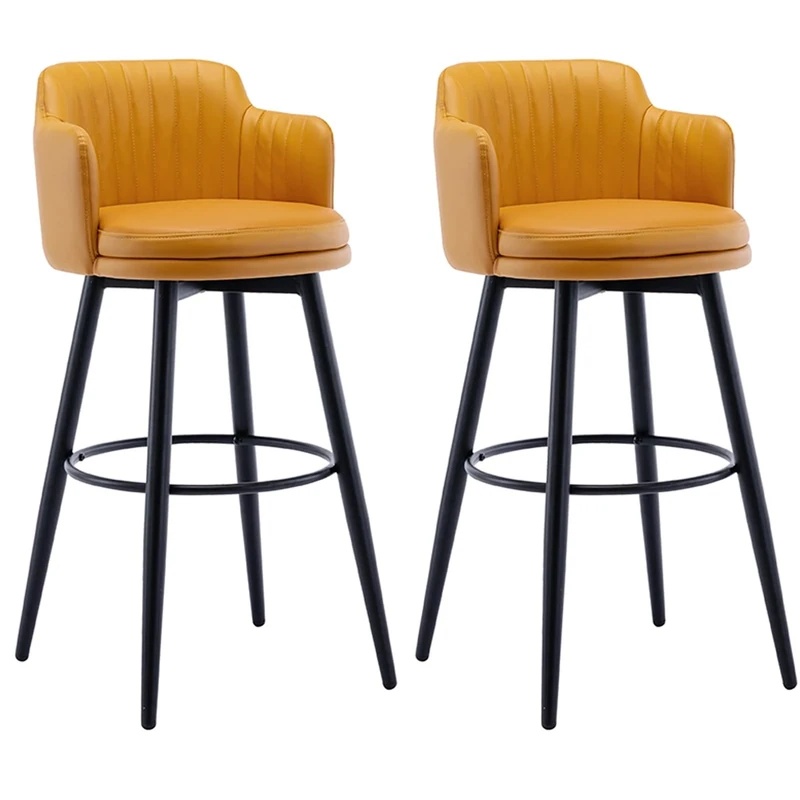 TORTES Bar Stools Set of 2 Swivel Counter Height Bar Stools PU Leather Barstools Faux Leather Bar Chairs with Back Bar Stools for Kitchen Counter Restaurant (Color : Orange, Size : 82cm)