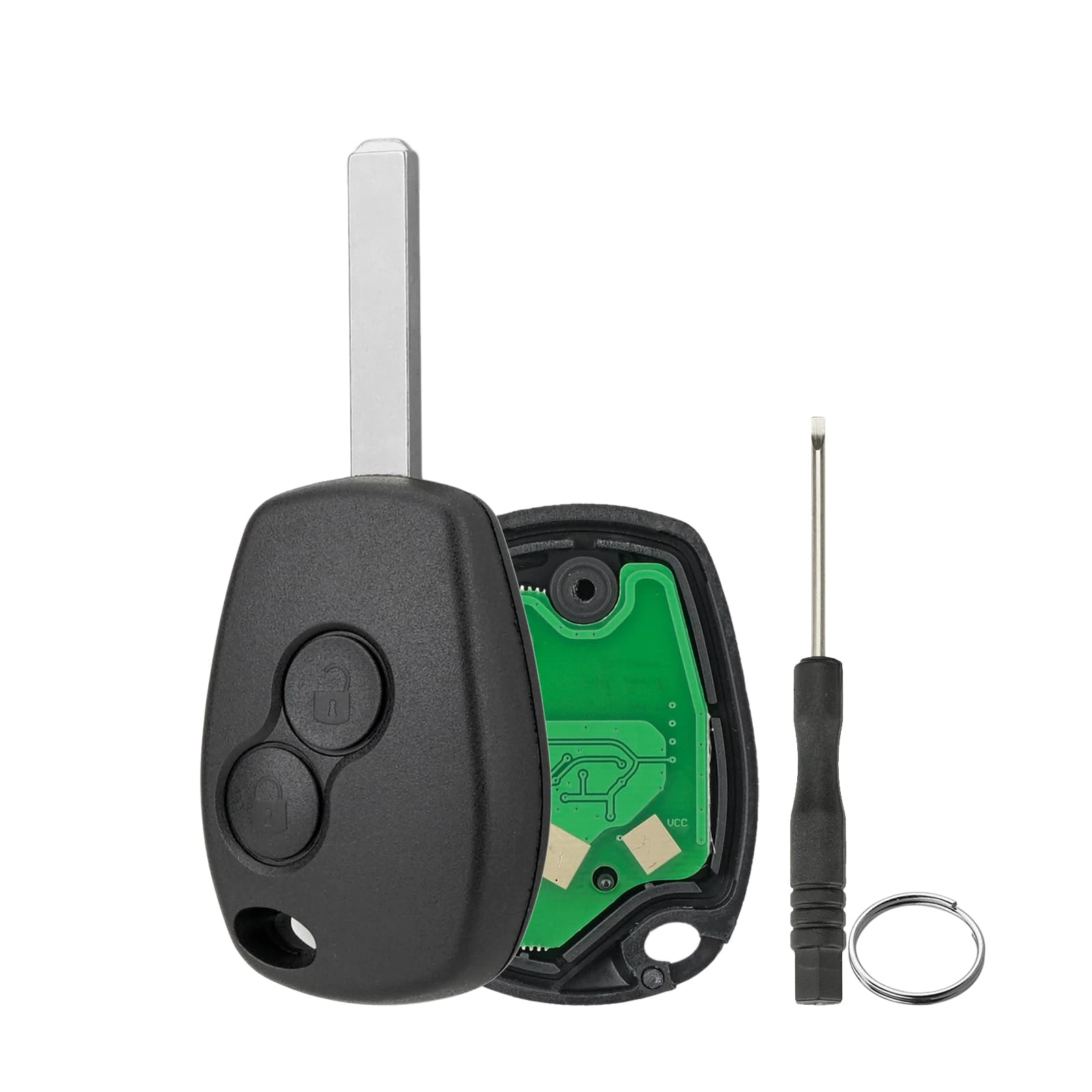 2 Button Car Remote Key Fob For 2013-2016 Dacia Duster Sandero Logan Fiat Talento Nissan NV300 Renault Trafic Vivaro Key Case 433Mhz 4AChip With Key Ring Screwdriver For Dacia Sandero 2014 Key Fob