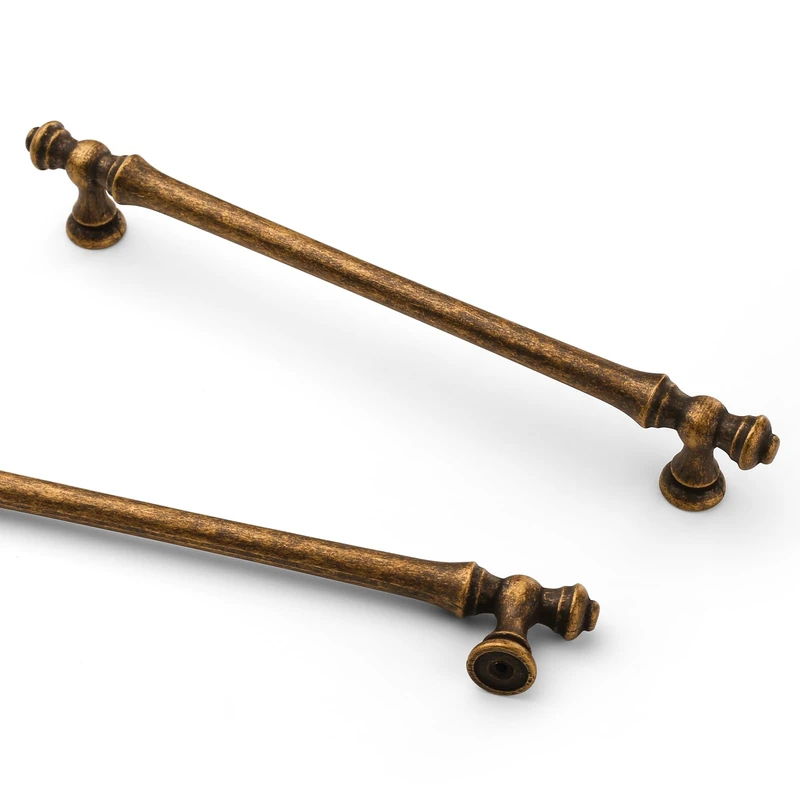 Asidrama 6 Pack 10 Inch(254mm) Antique Brass Kitchen Cabinet Handles, Vintage Retro Cabinet Pulls Kitchen Cabinet Hardware for Cupboard Drawer Pulls