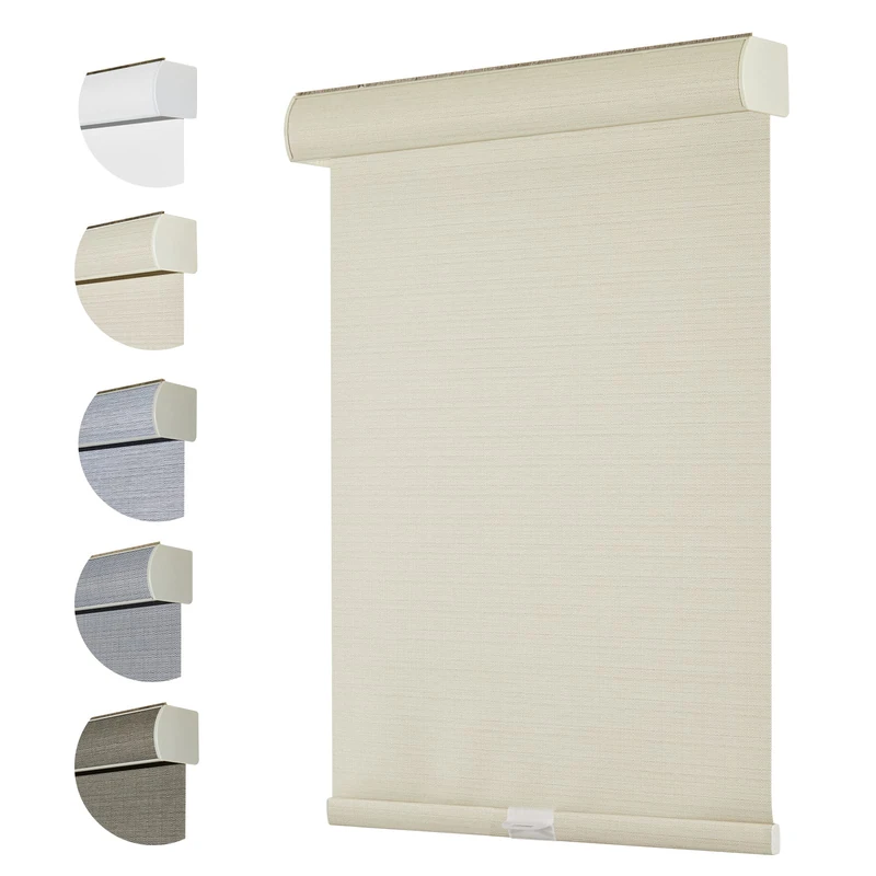 Persilux Free-Stop Cordless 100% Blackout Roller Shades for Window Blinds with Linen Look Textured Fabric (Beige, 35"W x 72"H) UV Protection Thermal Roller Blinds for Windows Shades for Home, Bedroom