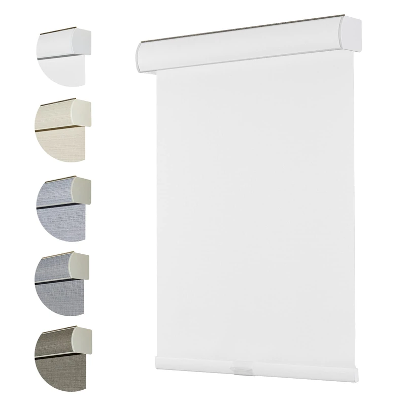 Persilux Free-Stop Cordless 100% Blackout Window Blinds for Windows Roller Shades for Windows (White, 36" W x 72" H) Textured Fabric UV Protection Insulated Roller Blinds for Windows Shades for Home
