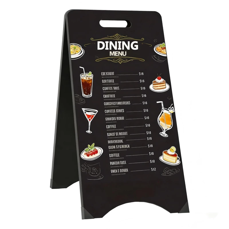 TONICE A-Framed Chalkboard Sign Large 16'' x 32'' Freestanding Sandwich Board Double Sided Sidewalk Signs Outdoor Foldable Blackboard Menu Display for Weddings, Restaurant, Business, Black
