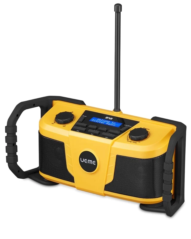 UEME 5W DAB/DAB+ FM Cordless Site Radio, Bluetooth, AUX, USB Rechargeable, Yellow