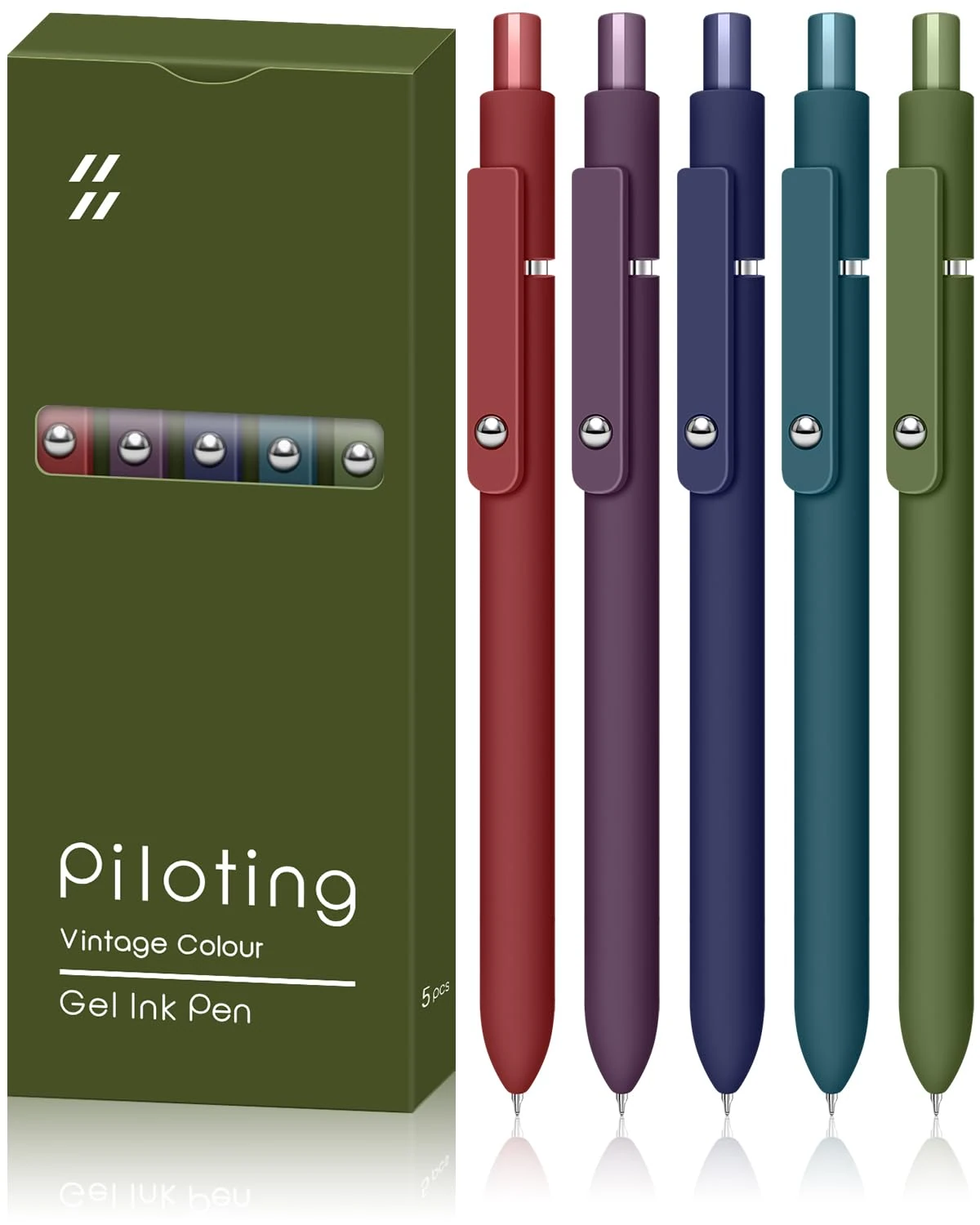 Uwbettry Black Gel Ink Pens Fine Point Smooth Writing Quick Dry Pen Set for Journaling Note Taking, 0.5mm Retractable Japanese Pen Office School Supplies Gifts (Retro Color, 5Pack)