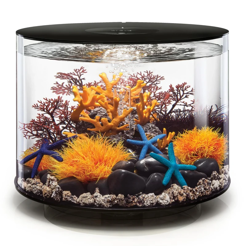 biOrb TUBE 35 Aquarium (Black, 35 Litres), Perfect Beginner Fish Tank With Integrated LED Lights, Quick & Easy To Set Up, 360-Degree View Aquarium With 5-Step Filtration System, Acrylic Base