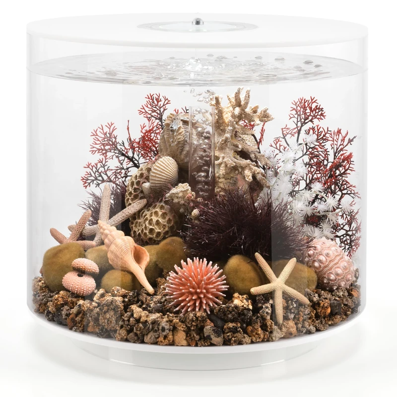 biOrb TUBE 35 Aquarium (White, 35 Litres), Perfect Beginner Fish Tank With Integrated LED Lights, Easy Set Up All-In-One Kit, 360-Degree View Acrylic Aquarium, 5-Step Filtration System, Acrylic Base