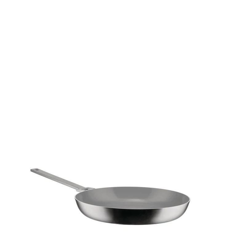 Alessi Convivio DC110/28 - Design Frying Pan in Multiply, Suitable for Induction, 8/10 Stainless Steel with PVD and Magnetic Steel Bottom, Ceramic Non-Stick Interior, Mat