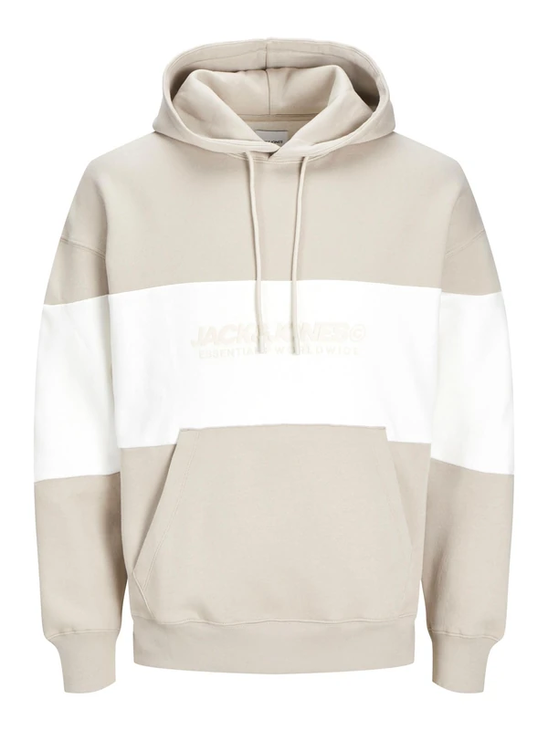 JACK & JONES JJELEGACY Noos Blocking Sweat Hood - Moonbeam - Image 1