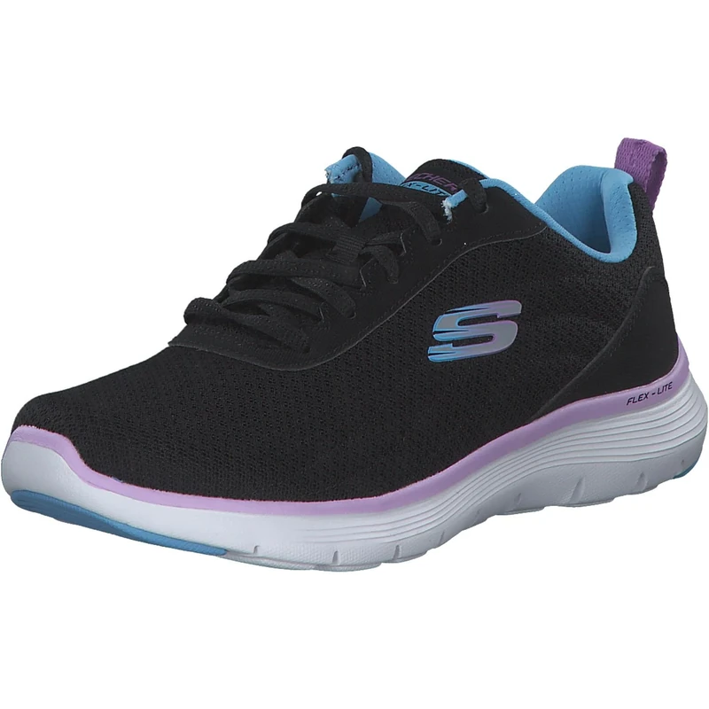 Skechers Women's Flex Appeal 5.0 New Thrive Sneaker, Black Mesh/Multi Trim, 5 UK