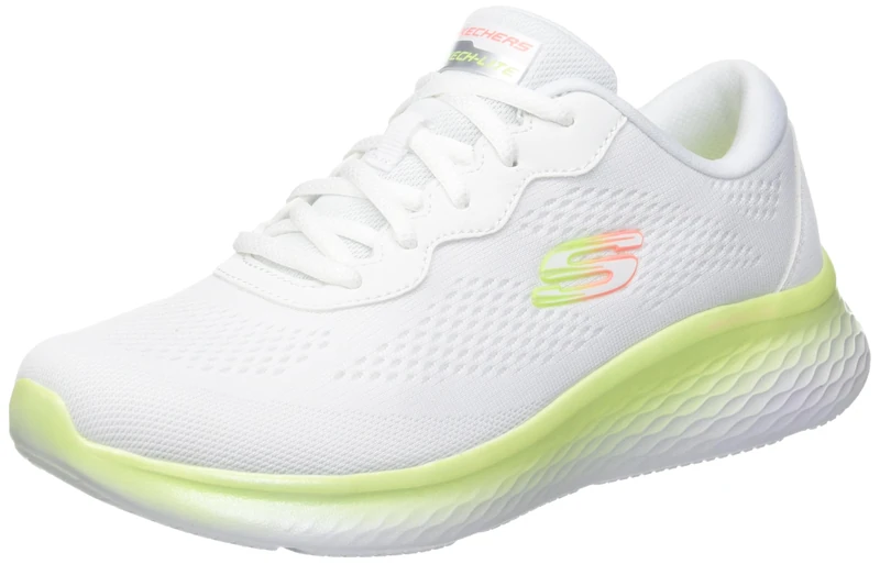 Skechers Women's Skech-Lite Pro Stunning Steps Sneaker, White Mesh/Lime Trim, 2.5 UK