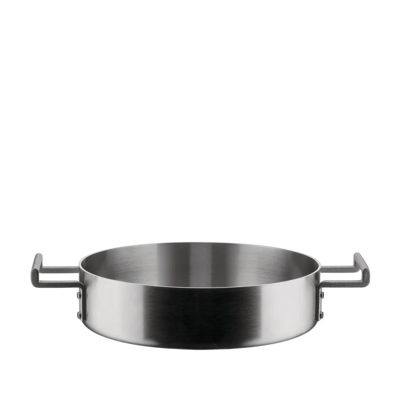 Alessi Convivio DC102/24 - Low Design Casserole with Two Handles in Multiply, Suitable for Induction, Stainless Steel and PVD with Magnetic Steel Bottom, 24 cm, Mat