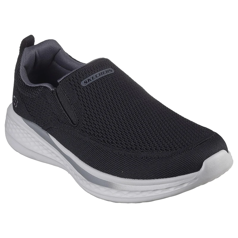 Skechers Men's Slade Royce Slip-On Sneakers, Black Knitted Mesh, 10 UK