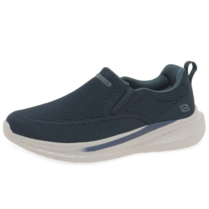 Skechers Men's Slade Royce Slip-On Sneakers, Navy Knitted Mesh, 9.5 UK