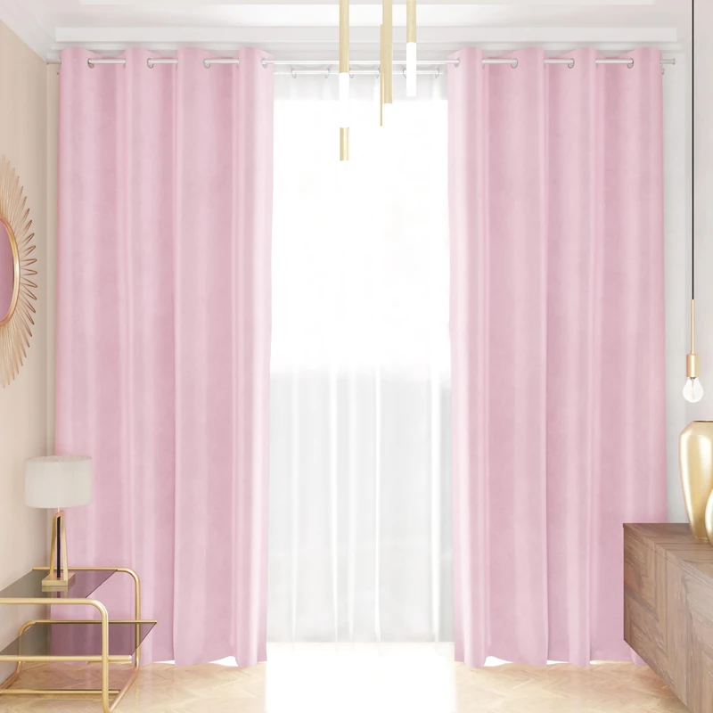 PETTI Artigiani Italiani - Velvet Curtains with Panels for Interior with Rings 2 Pieces 140 x 280 cm, Velvet Curtain for Bedroom and Living Room, Insulating and Modern, Pink, 100% Made in Italy