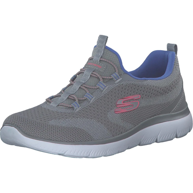 Skechers Women's Summits New Nature Trainers, Grey Knit/Neon Pink & Purple Trim, 2.5 UK