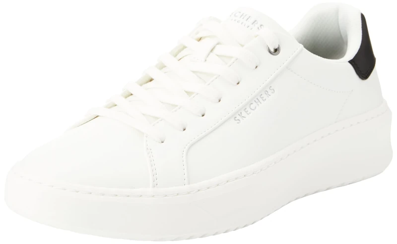 Skechers Men's Court Break Suit Sneaker Sneaker, White Duraleather, 8 UK