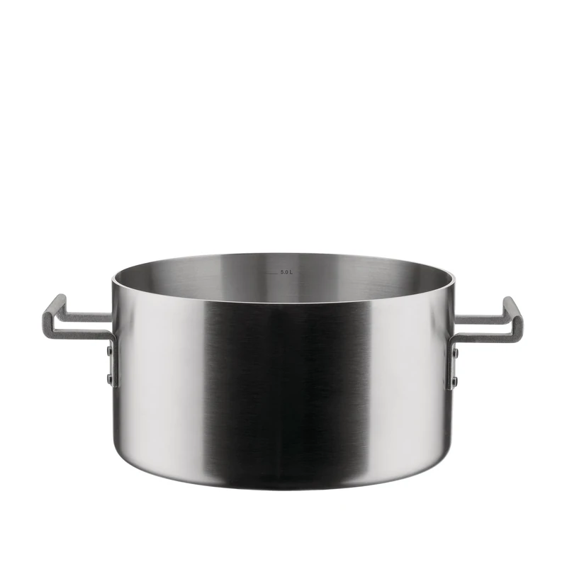 Alessi Convivio DC101/24 - Design Casserole with Two Handles in Multiply, Suitable for Induction, Stainless Steel and PVD with Magnetic Steel Bottom, 24 cm, Mat