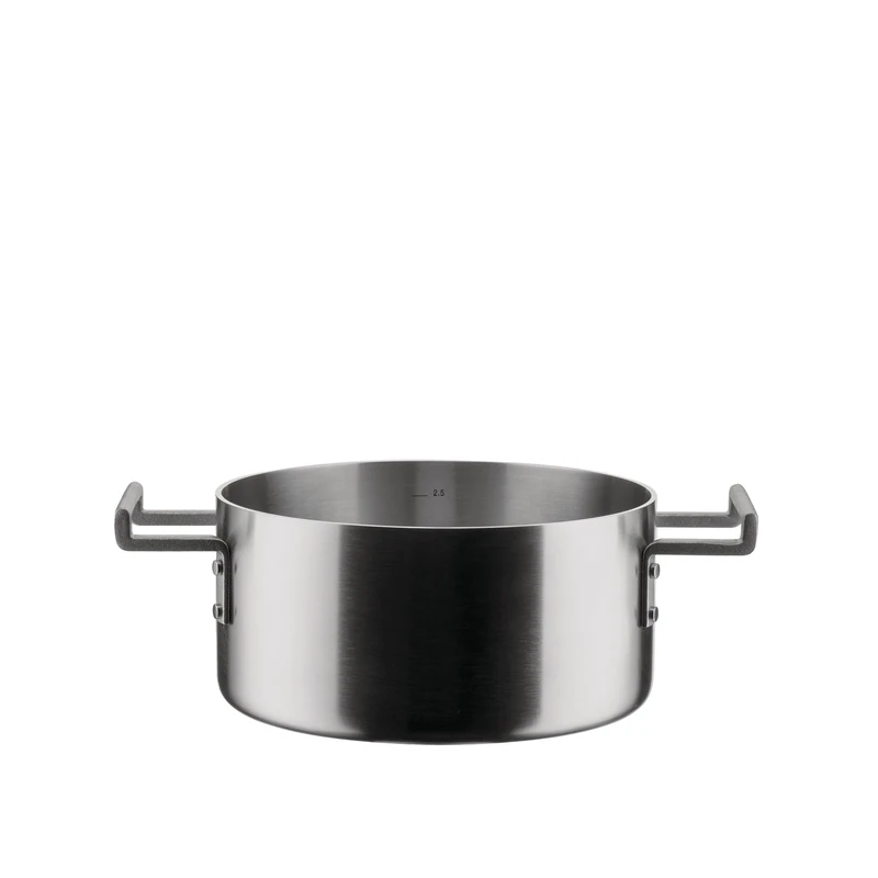 Alessi Convivio DC101/20 - Design Casserole with Two Handles in Multiply, Suitable for Induction, Stainless Steel and PVD with Magnetic Steel Bottom, 20 cm, Mat