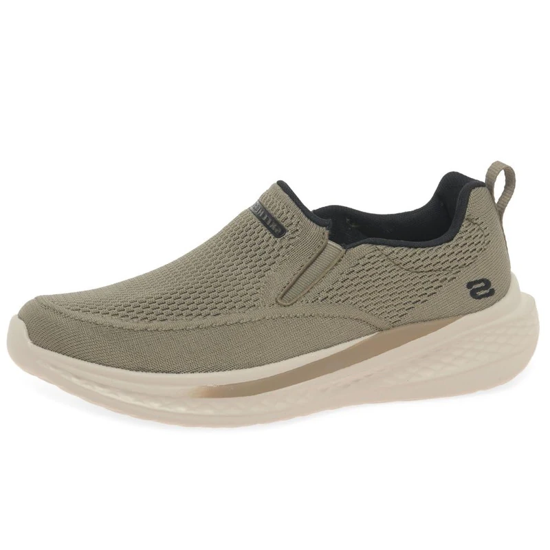 Skechers Men's Slade Royce Slip-On Sneakers, Taupe Knitted Mesh, 9.5 UK