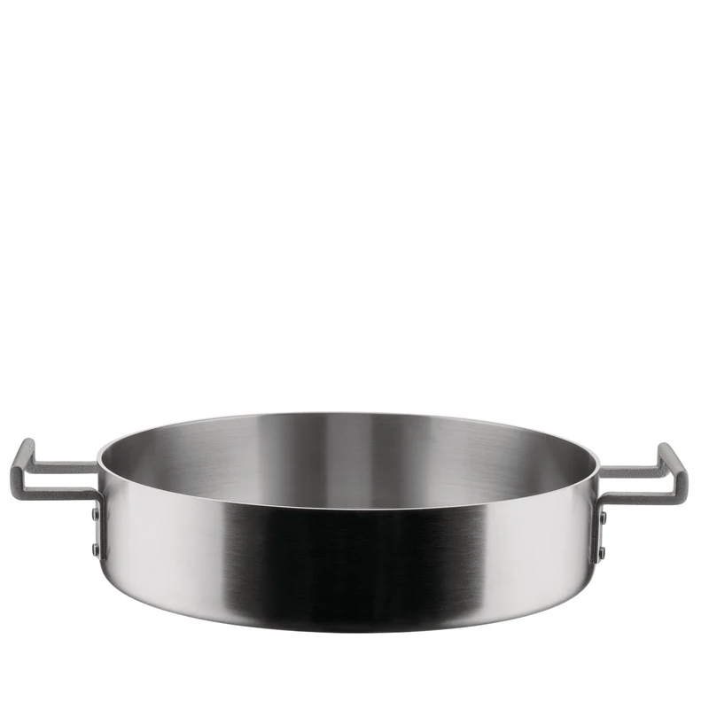Alessi Convivio DC102/28 - Low Design Casserole with Two Handles in Multiply, Suitable for Induction, Stainless Steel and PVD with Magnetic Steel Bottom, 28 cm, Mat
