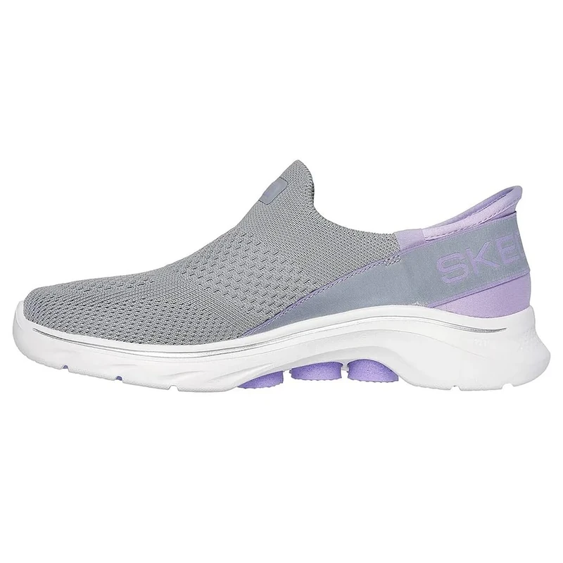 Skechers Women's Go Walk 7 Mia Slip-On Sneakers, Gray Textile/Lavender Trim, 6.5 UK