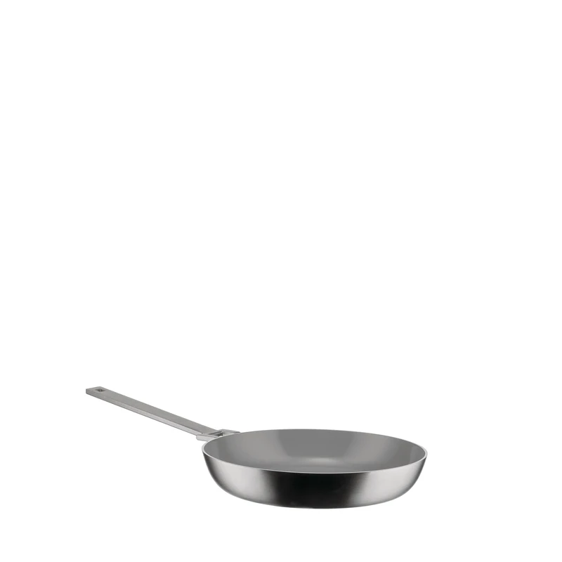 Alessi Convivio DC110/24 - Design Frying Pan in Multiply, Suitable for Induction, 8/10 Stainless Steel with PVD and Magnetic Steel Bottom, Ceramic Non-Stick Interior, Mat