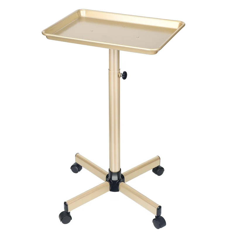 Fuehomue Salon Tray Cart, Champagne Gold, Adjustable Height, Hair Stylist Tray on Wheels, Premium Aluminium, Suitable for SPA & Dental - Image 1