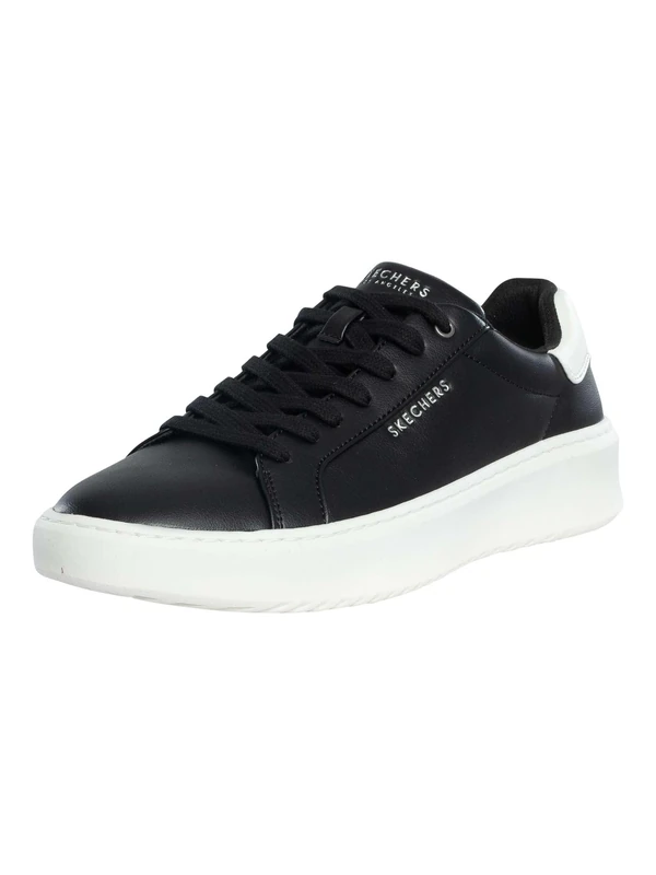 Skechers Men's Court Break Suit Sneaker Sneaker, Black Duraleather/White Heel Trim, 9.5 UK