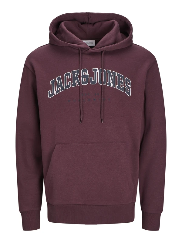 JACK & JONES Men's Jjecaleb Varsity Sweat Hood Noos Sweatshirt, Vineyard Wine, XL