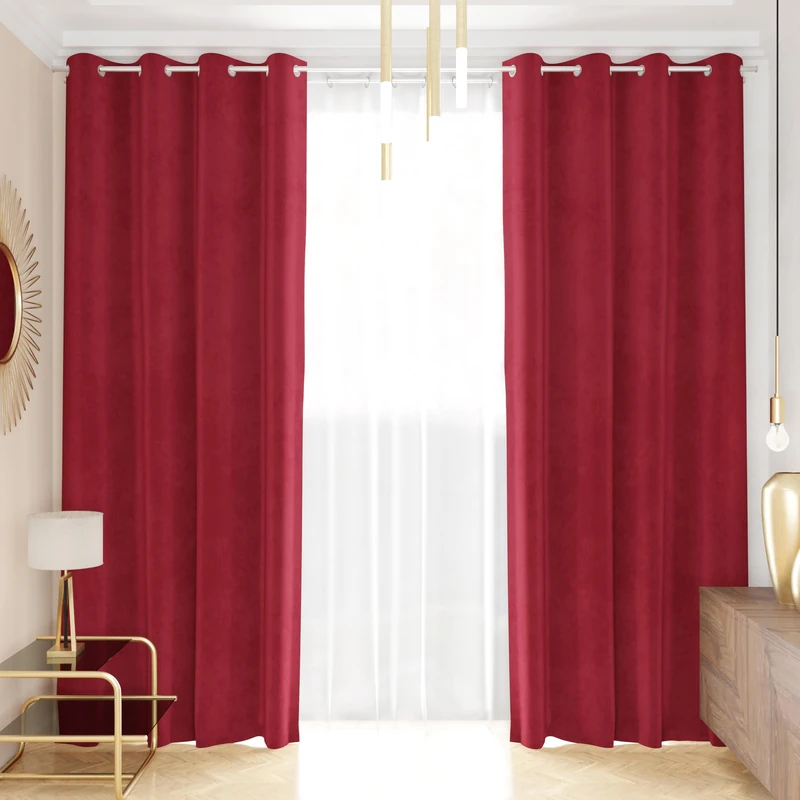 PETTI Artigiani Italiani - Velvet Curtains with Panels for Interior with Rings 2 Pieces 140 x 280 cm, Velvet Curtain for Bedroom and Living Room, Blackout and Modern, Bordeaux, 100% Made in Italy - Image 1