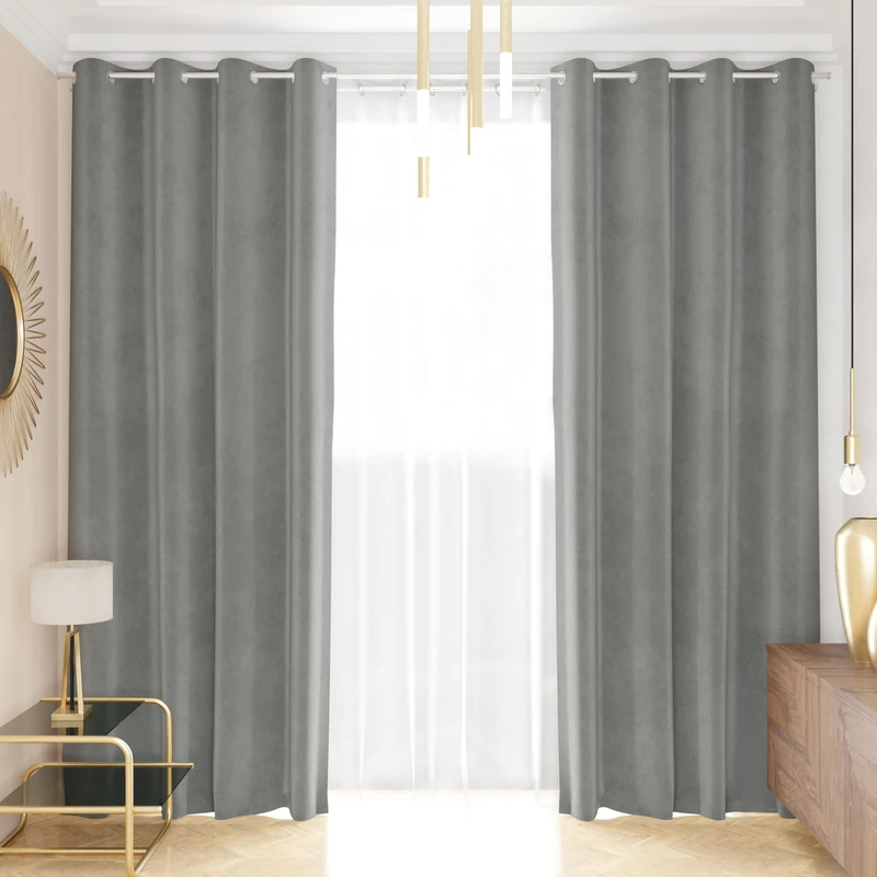 PETTI Artigiani Italiani - Velvet Curtains with Panels for Interior with Rings 2 Pieces 140 x 280 cm, Velvet Curtain for Bedroom and Living Room, Blackout and Modern, Dark Grey, 100% Made in Italy