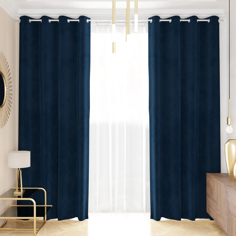 PETTI Artigiani Italiani - Velvet Curtains with Panels for Interior with Rings 2 Pieces 140 x 280 cm, Velvet Curtain for Bedroom and Living Room, Blackout and Modern, Blue, 100% Made in Italy - Image 1