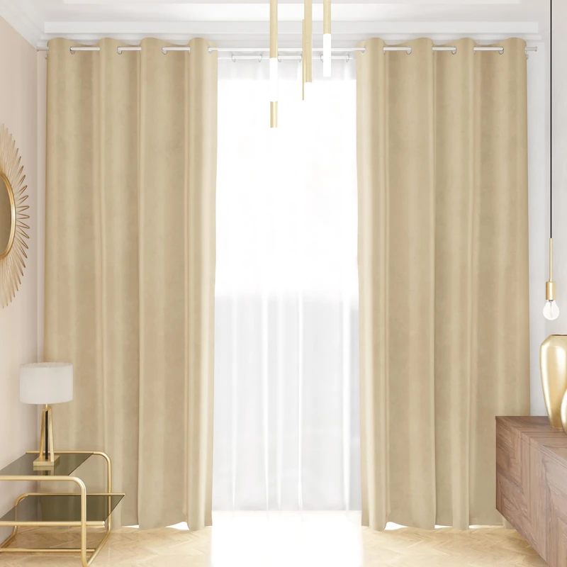 PETTI Artigiani Italiani - Velvet Curtains with Panels for Interior with Rings 2 Pieces 140 x 280 cm, Velvet Curtain for Bedroom and Living Room, Insulating and Modern, Cream, 100% Made in Italy