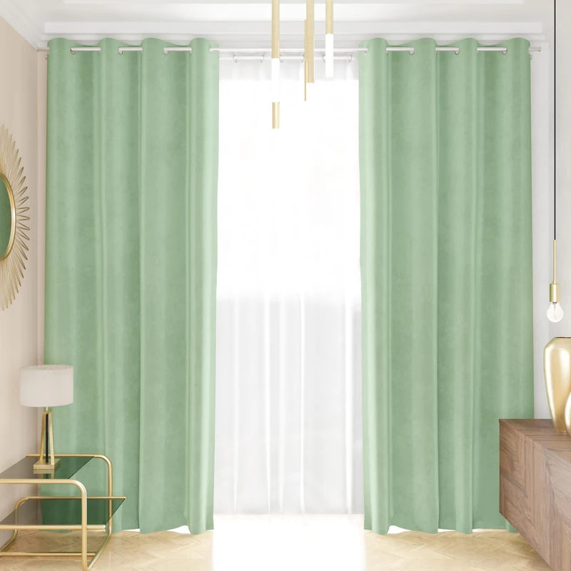 PETTI Artigiani Italiani - Velvet Curtains with Panels for Interior with Rings 2 Pieces 140 x 280 cm, Velvet Curtain for Bedroom and Living Room Blackout Modern Insulating Sage, 100% Made in Italy