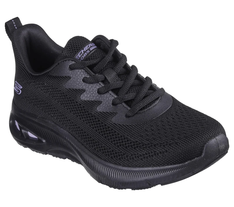 Skechers Women's Bobs Unity Sleek Waves Sneaker, Black Engineered Knit/Trim, 3 UK