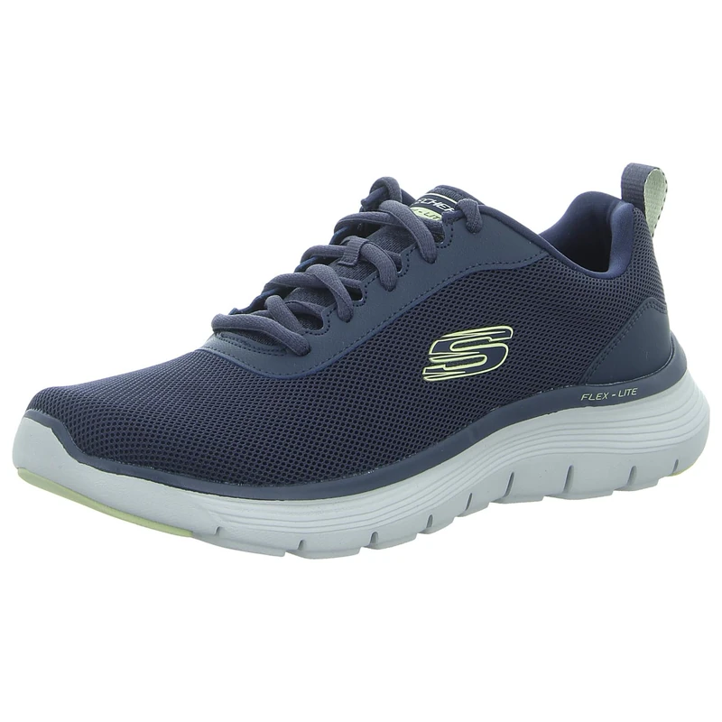 Skechers Men's Flex Advantage 5.0 Concourse Sneaker, Navy Mesh/Duraleather/Orange Trim, 5.5 UK