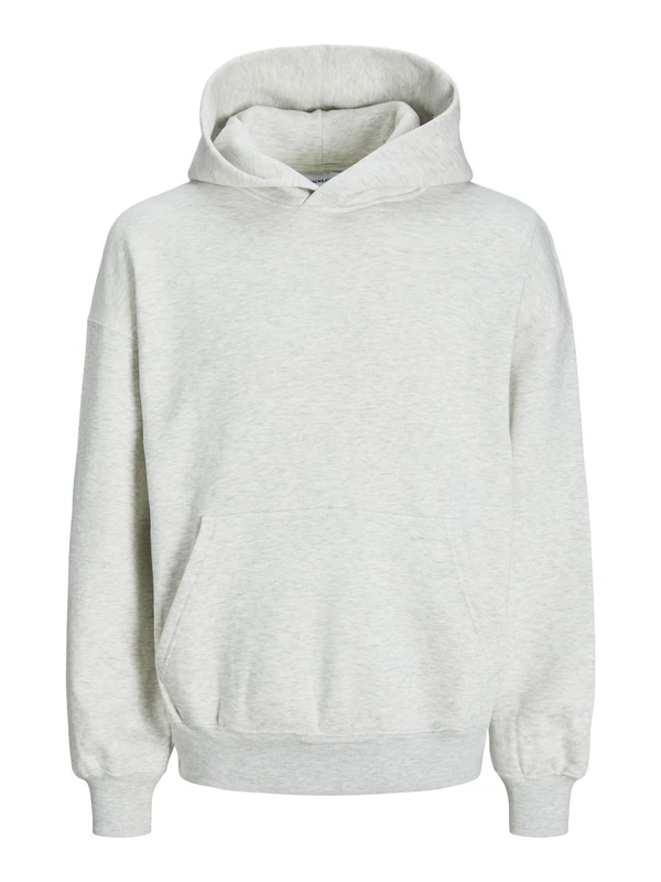 JACK & JONES Male Plain Hoodie, White melange, XS